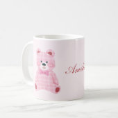 Pink Gingham Teddy Koffiemok (Voorkant links)
