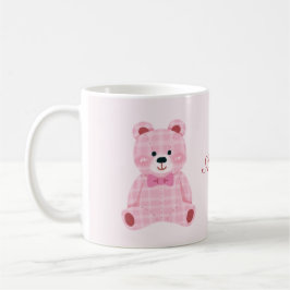 Pink Gingham Teddy Koffiemok
