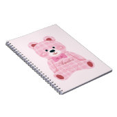 Pink Gingham Teddy Notitieboek (Rechterzijde)