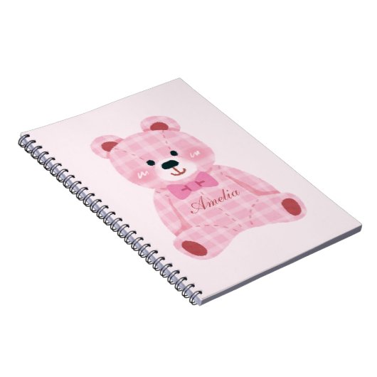 Pink Gingham Teddy Notitieboek (Rechterzijde)