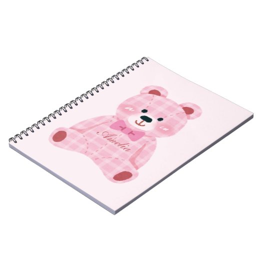 Pink Gingham Teddy Notitieboek (Linkerzijde)
