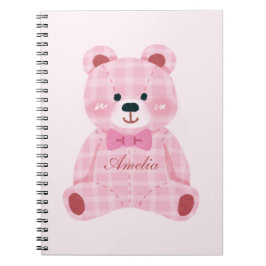 Pink Gingham Teddy Notitieboek