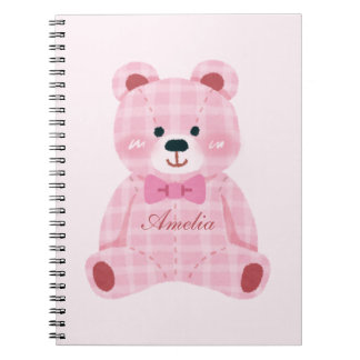 Pink Gingham Teddy Notitieboek
