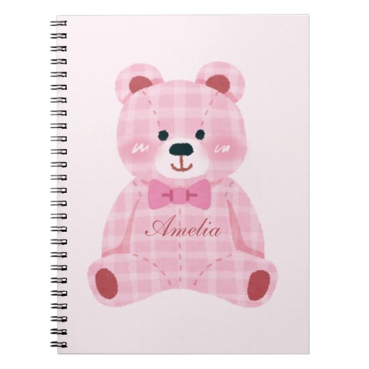 Pink Gingham Teddy Notitieboek (Voorkant)