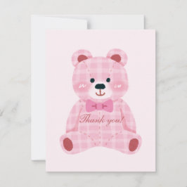 Pink Gingham Teddy Notitiekaartje