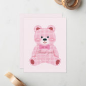 Pink Gingham Teddy Notitiekaartje (Voorkant / Achterkant in situ)