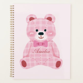 Pink Gingham Teddy Planner
