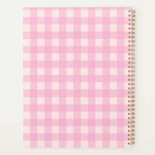 Pink Gingham Teddy Planner (Achterkant)