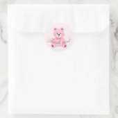 Pink Gingham Teddy Ronde Sticker (Tas)