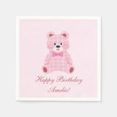 Pink Gingham Teddy Servet (Voorkant)