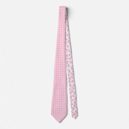 Pink Gingham Teddy Stropdas