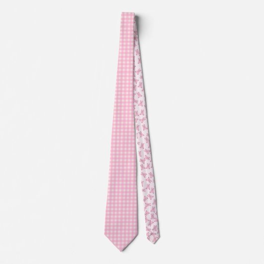 Pink Gingham Teddy Stropdas (Voorkant)