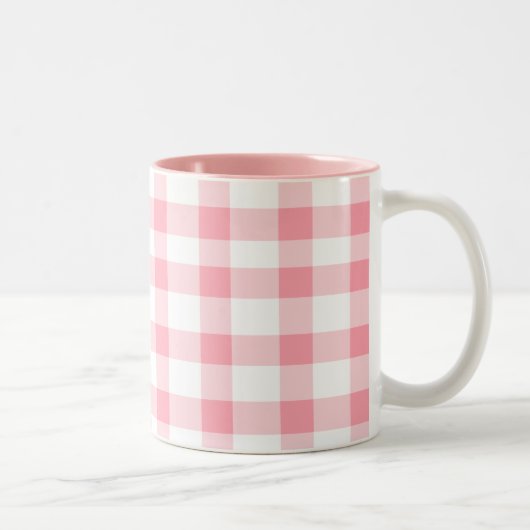 Pink Gingham Tweekleurige Koffiemok (Rechts)