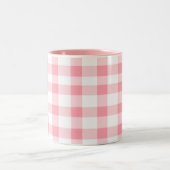 Pink Gingham Tweekleurige Koffiemok (Center)