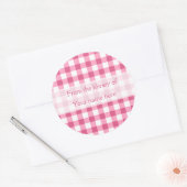 Pink Gingham uit de bibliotheek van boekenplaten Ronde Sticker (Envelop)