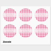 Pink Gingham uit de bibliotheek van boekenplaten Ronde Sticker (Vel)
