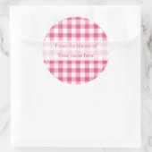 Pink Gingham uit de bibliotheek van boekenplaten Ronde Sticker (Tas)