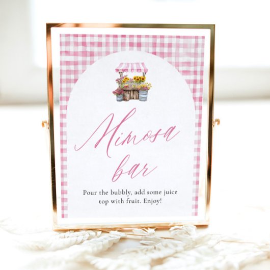 Pink Gingham vers van de markt Mimosa teken Poster