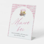Pink Gingham vers van de markt Mimosa teken Reclamebord Met Voetstuk (Voorkant)