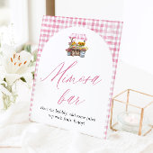 Pink Gingham vers van de markt Mimosa teken Reclamebord Met Voetstuk