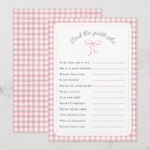 Pink Gingham Vind de gast die douche spel Kaart (Voorkant / Achterkant)