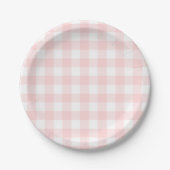 Pink Gingham voor Paashaas & Egg Paper Bord (Voorkant)