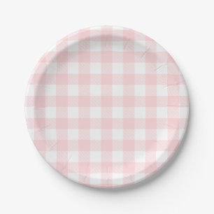 Pink Gingham voor Paashaas & Egg Paper Bord