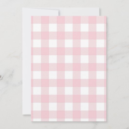 Pink Gingham Watermelon First Birthday Invitation Kaart (Achterkant)