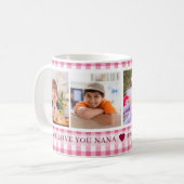 Pink Gingham We Love You Nana 4 Fotocollage Koffiemok (Voorkant links)