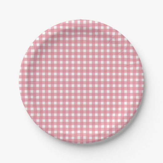Pink Gingham Western Party Papieren Bordje (Voorkant)