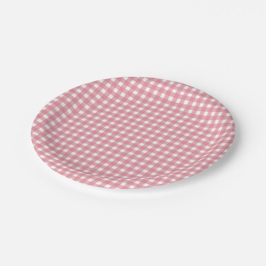Pink Gingham Western Party Papieren Bordje (Gekanteld)