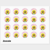 Pink Gingham Zonnebloem Dank u Stickers (Vel)