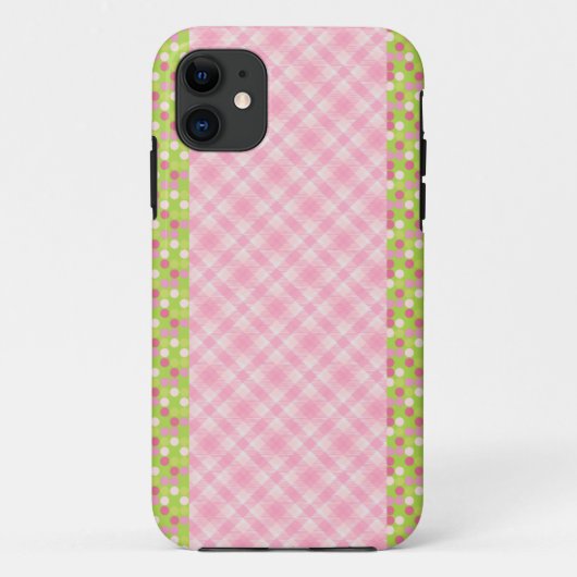 Pink Ginham en Stippen Case-Mate iPhone Case (Achterkant)