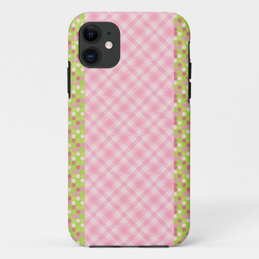 Pink Ginham en Stippen Case-Mate iPhone Case (Achterkant)