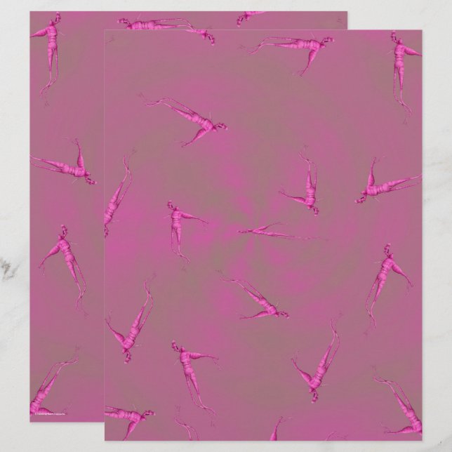 Pink Ginseng Man Scrapbook Paper 2-Sided Page (Voorkant / Achterkant)