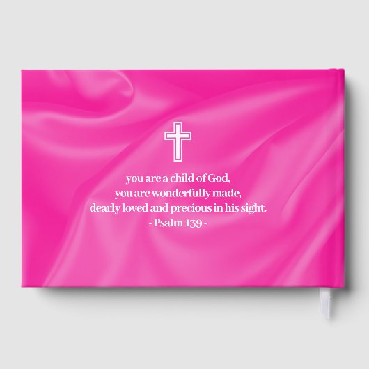 Pink Girl Baby Baptism Christening Guest Book Gastenboek (Achterkant)