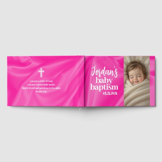 Pink Girl Baby Baptism Christening Guest Book Gastenboek (Volledig)