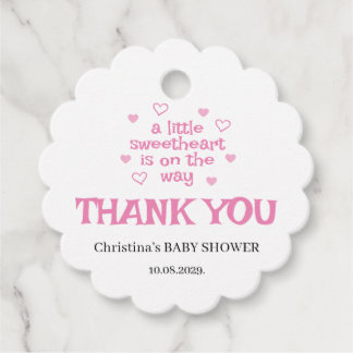  Pink Girl Baby Shower Scalloped Bedankjes Labels