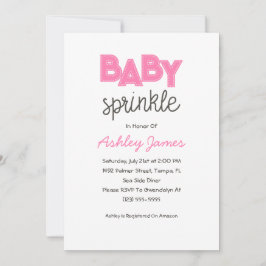 Pink Girl Baby Sprinkle Invitation Kaart