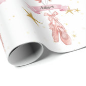 Pink Girl Ballerina Pattern Birthday Party Cadeaupapier (Rol Hoek)