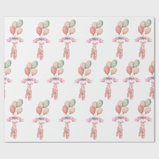 Pink Girl Ballerina Pattern Birthday Party Cadeaupapier (Vlak)