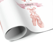 Pink Girl Ballerina Pattern Birthday Party Cadeaupapier (Rol Hoek)