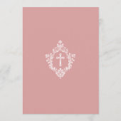 Pink Girl Baptism Cross & Crest Elegant Dusty Rose Kaart (Achterkant)