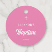 Pink Girl Baptism Round Bedankjes Labels (Achterkant)