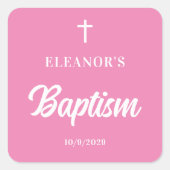 Pink Girl Baptism  Vierkante Sticker (Voorkant)