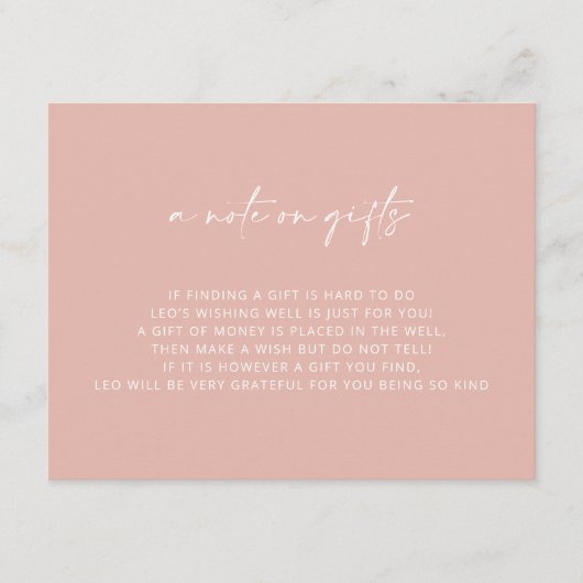 Pink Girl Baptisme wishing well Informatiekaartje (Voorkant)