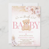 Pink Girl Bear Boho Baby Shower Kaart (Voorkant)
