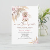 Pink Girl Boho Beer Baby shower Uitnodiging  (Staand voorkant)