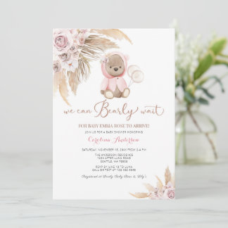 Pink Girl Boho Beer Baby shower Uitnodiging 
