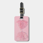 PINK GIRL BOW, CUSTOM KINDEREN REISNAAM TAG BAGAGELABEL (Voorkant verticaal)